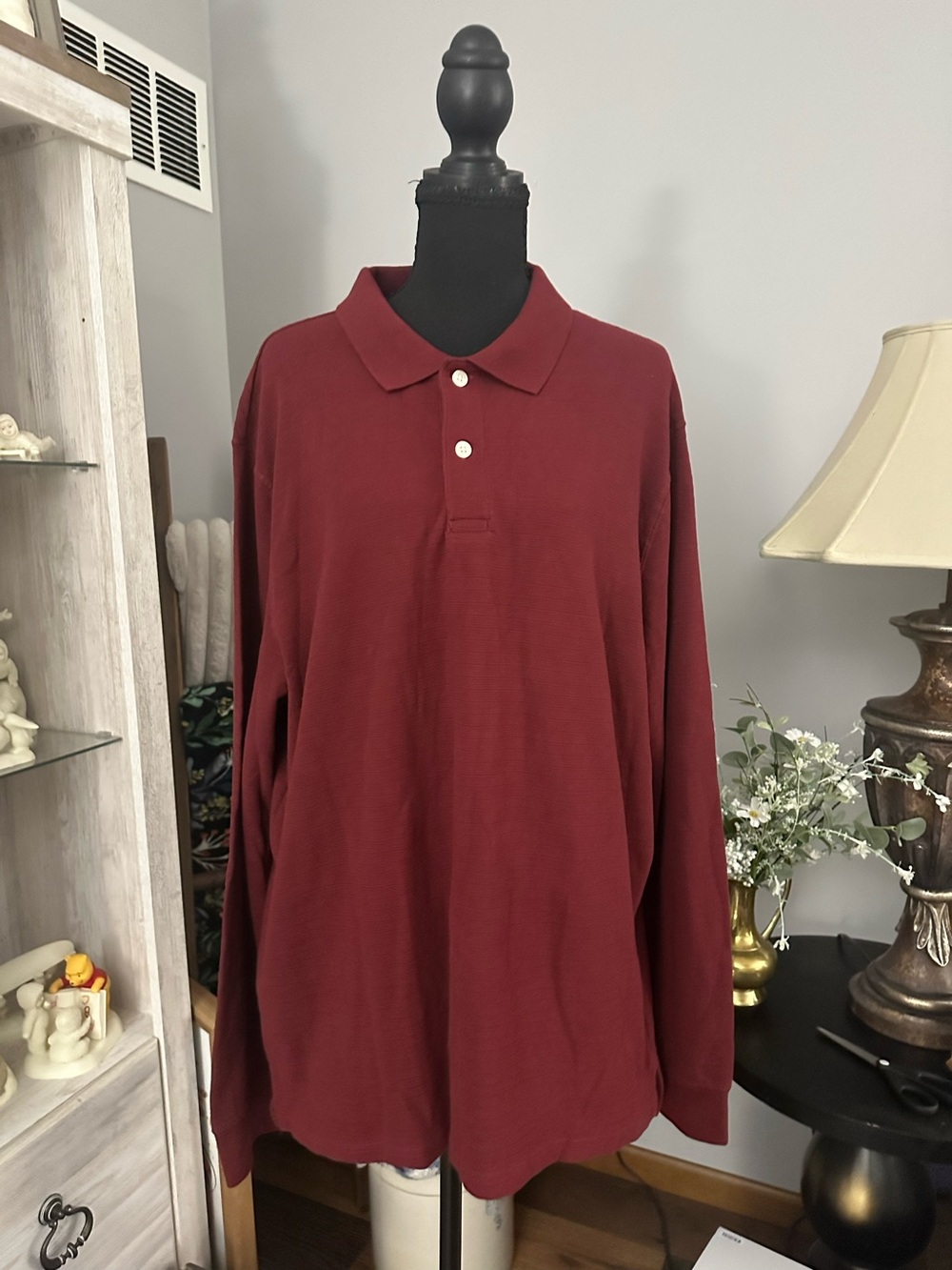 Goodfellow & Co Long-Sleeve Polo - Burgundy